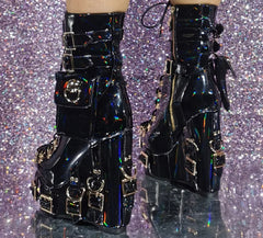 Metal Rivet Zipper Gothic Platform Mid-Calf Boot