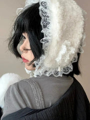 Y2K Japanese Lace Edge Warm Ear Protection Winter Hat