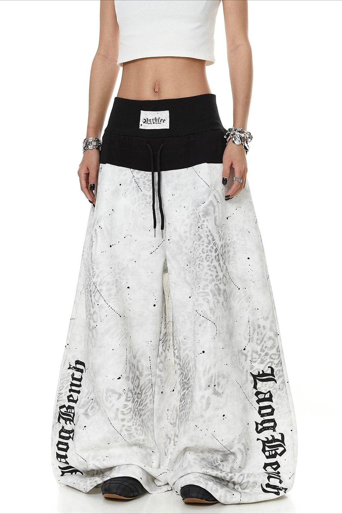 Splatter Print Wide Leg Pants