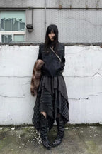 Punk Asymmetrical Patchwork Plaid Skirt