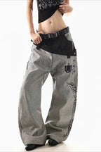 Graphic Detail Contrast Waist Pants