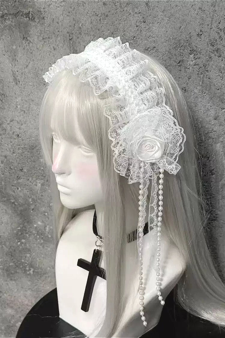 Lolita Gothic Lace Rose Hair Accs