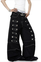 Studded Contrast-Stitch Flared Jeans