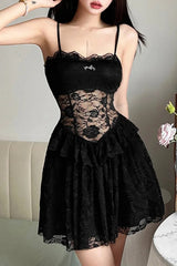 Lace Fit Sexy Short Sling Mini Dress