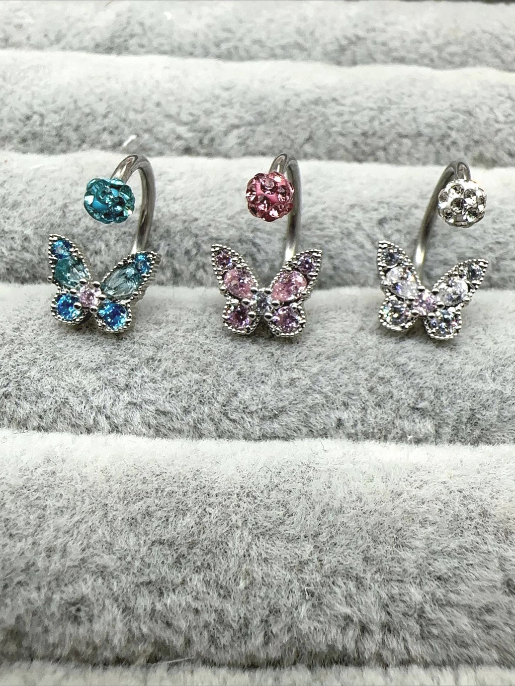Rhinestone Butterfly Three Color Lip Stud