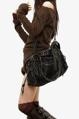 Y2K Wasteland Heavy Distressed Motorcycle Bag