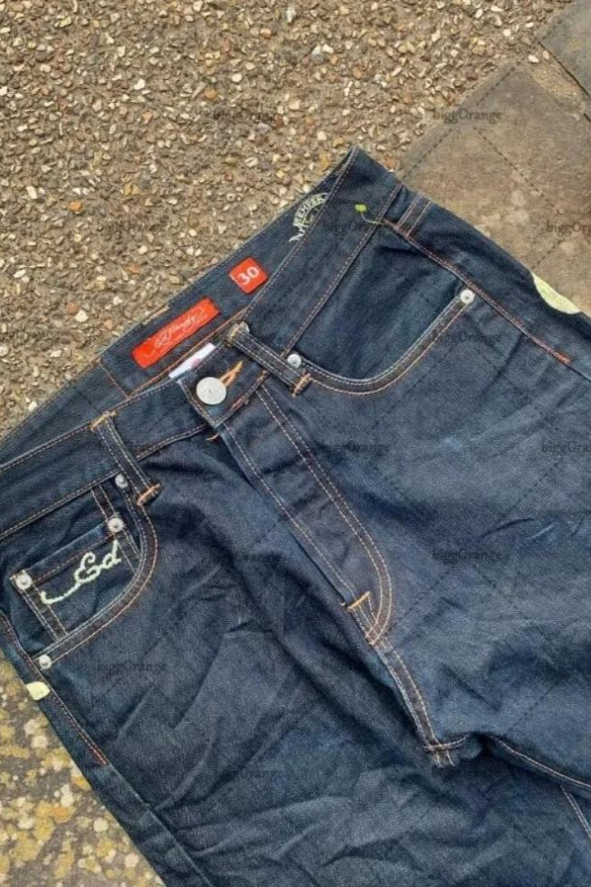 Assorted Embroidered Graphic Straight Leg Jeans
