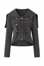 Cape Collar Cropped Zip Jackets