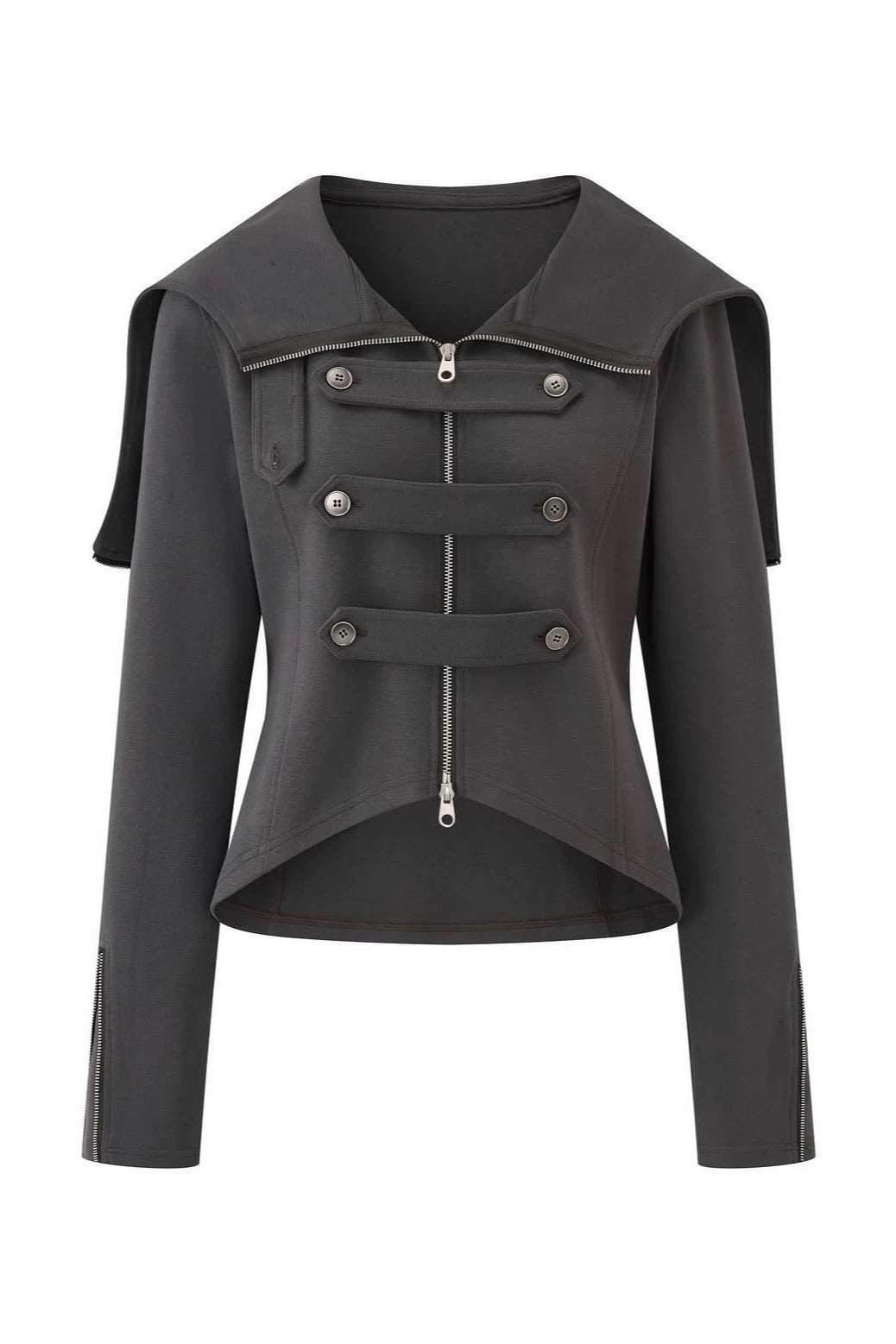 Cape Collar Cropped Zip Jackets