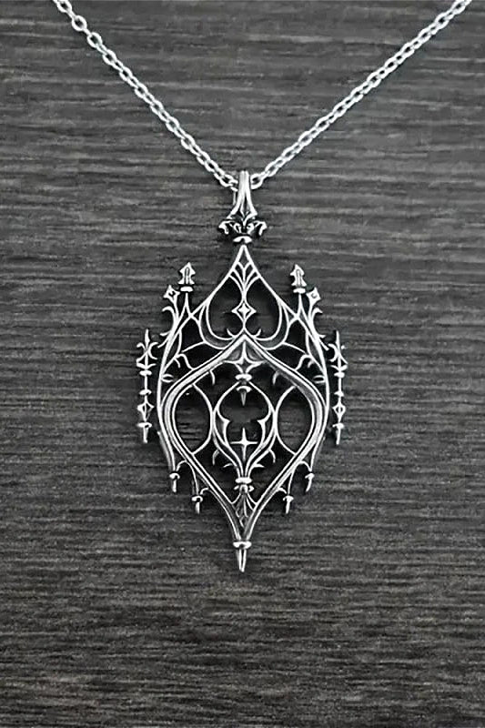Vintage Gothic Hollow Castle Pendant Necklace