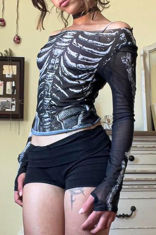 Skull Print Street Style T-Shirt Secondary image