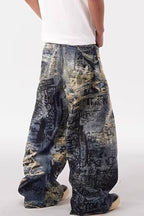 Graffiti Print Distressed Effect Pants