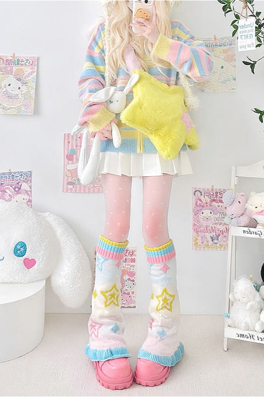 Y2K Candy Color Star Socks