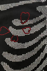 Rhinestone Heart and Skeleton Hoodie