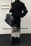 Black Printed Slim Fit Back Slit Bodycon Maxi Skirt
