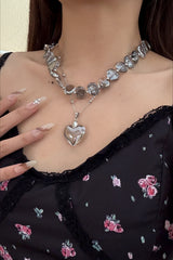 Retro Handmade Bead Heart Charm Necklace