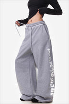 Gothic Letter Print Curved-Leg Sweatpants