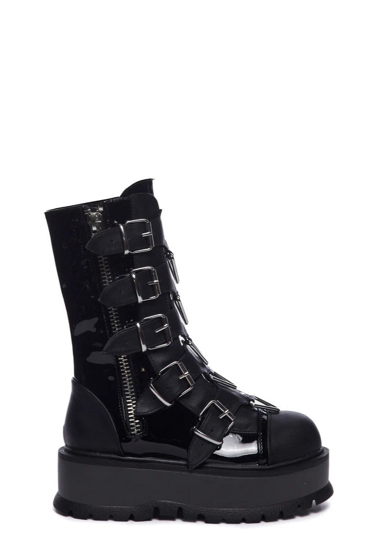 Multi-Buckle Platform Combat Boots