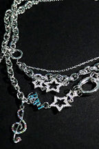 Y2K Punk Chic Star Multi Layer Rhinestone Necklace