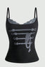 Rope Graphic Lace Trim Tank Top