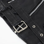 Detachable Fur Collar Slim-fit Biker Leather Jacket