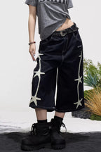 Cropped Star Contrast Stitch Pants