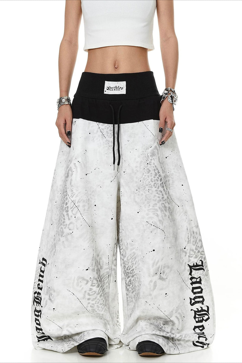 Splatter Print Wide Leg Pants