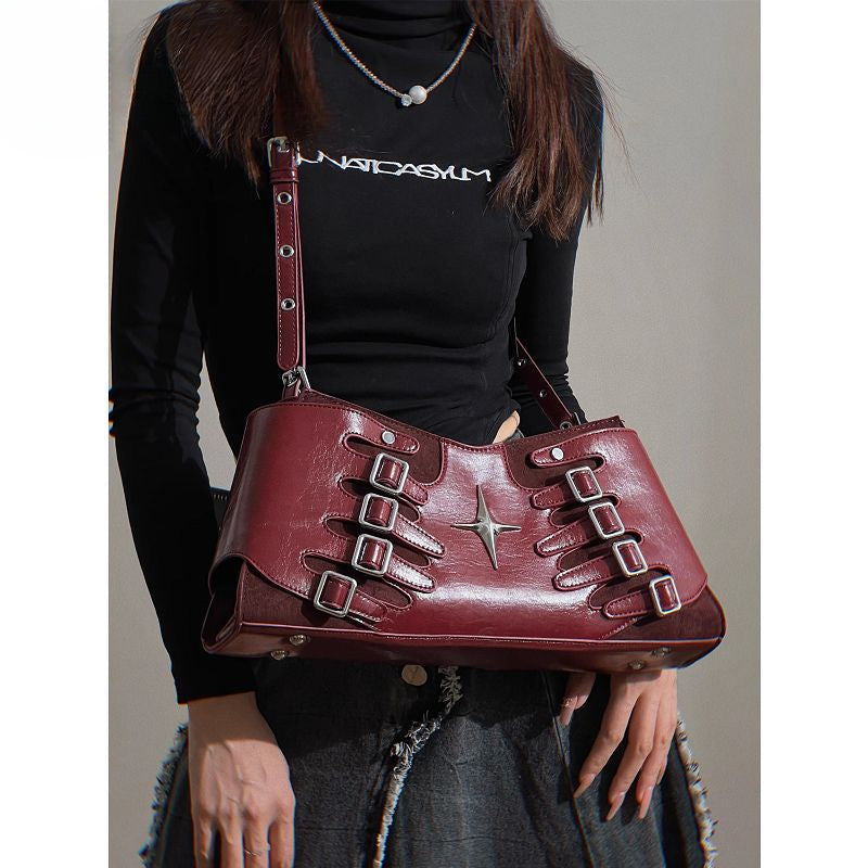 Y2K Spicy Girls Harajuku Gothic High Street Red Punk Crossbody Shoulder Bag Halloween