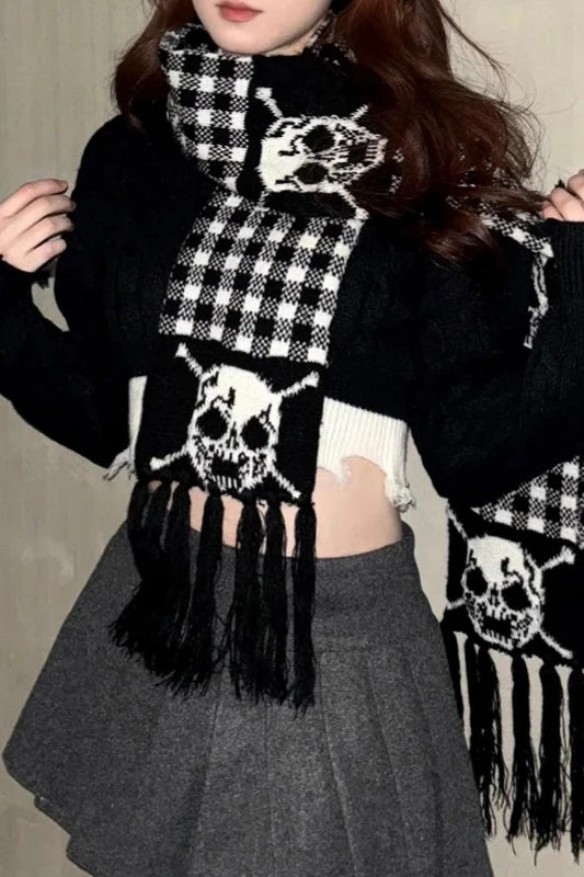 Punk Y2K Skull Thick Knit Scarf Secondary image