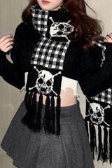 Punk Y2K Skull Thick Knit Scarf