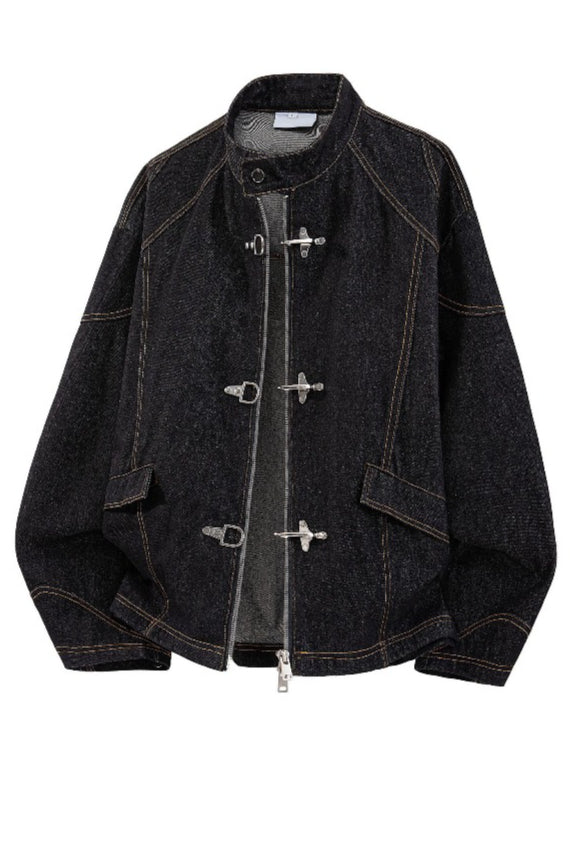 Metal Clasp Contrast Stitch Jackets