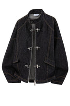 Metal Clasp Contrast Stitch Jackets