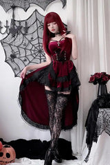 Dovetail Lace Halter Dark Gothic Midi Dress