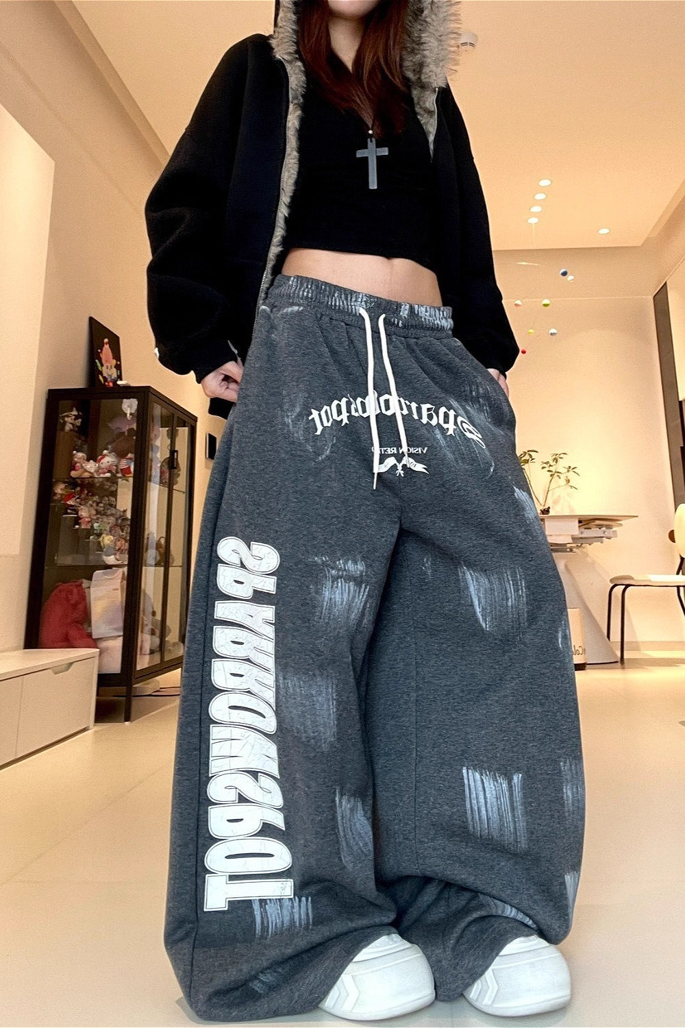 Oversized Drawstring Bootcut Pants Main image