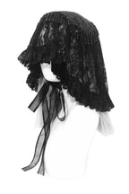 Gothic Black Lace Beaded Veil Lolita Hat
