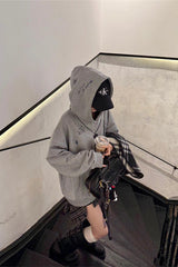 Cartoon Print Grey Hoodie