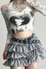 Y2K Kawaii Flared Mini Skirt