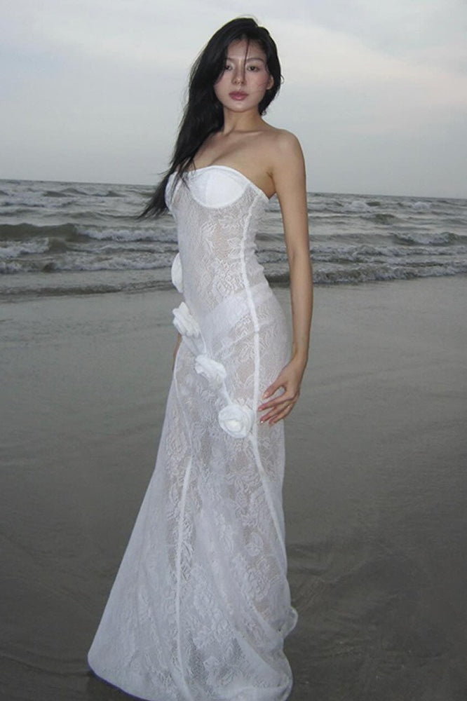 Black Off Shoulder Sheer Maxi Dress