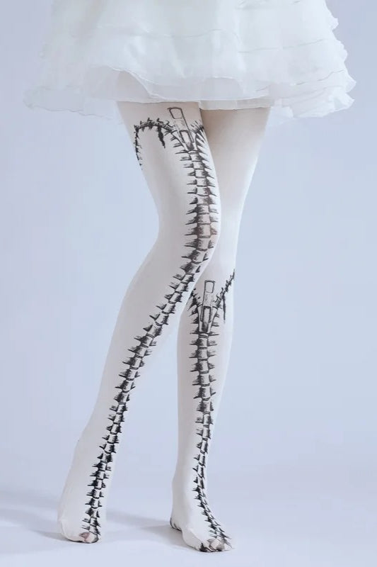 Gothic Zipper High Waist Slim Socks Main image