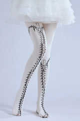 Gothic Zipper High Waist Slim Socks