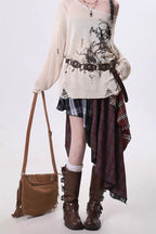 Vintage Punk Irregular Plaid Skirt