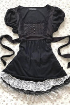 Vintage Puff Sleeve Lace Tie T-shirt