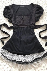 Vintage Puff Sleeve Lace Tie T-shirt
