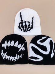 Winter Knitted Goth Tooth Y2k Unisex Pullover Hat