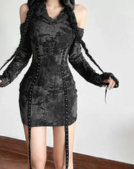 Hollow Eyelet Strap Mini Dress