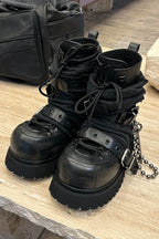 Buckle Chain Platform Combat Boots