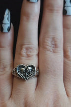 Gothic 3D Couple Skull Heart Ring