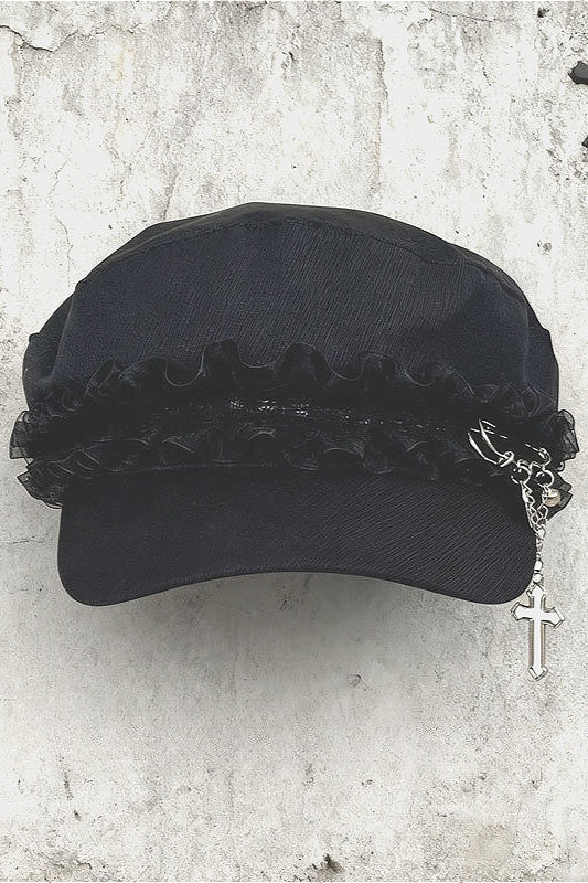 Babe Lace Trim Baseball Beret Hat Secondary image