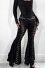 Lace Up Cutout Flared Pants