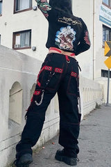 Contrast Color Studded Tactical Pant